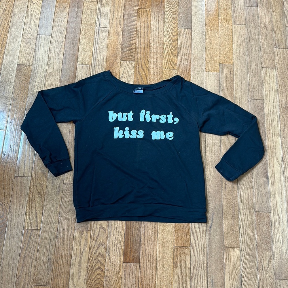 Bust first kiss me slouchy black sweater